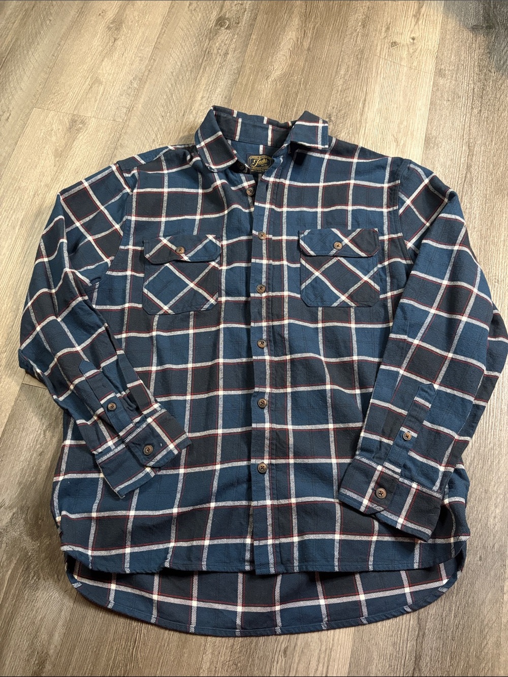 Jachs Navy Blue Plaid Button-Down Shirt